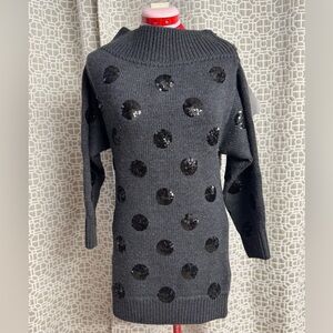 NWT Gray extra fine merino wool Sweater with Black Sequin Polka Dots from Monse